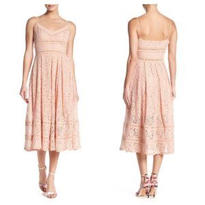 NSR M Sleeveless Lace Midi Dress in Pink Rose